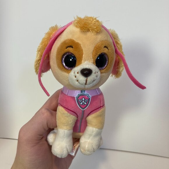 Ty Beanie Boos Skye Paw Patrol Dog 6" Stuffed Plush Toy 2017 Pink Eyes - Picture 2 of 8